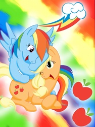 Size: 768x1024 | Tagged: safe, artist:crimsyndevil, applejack, rainbow dash, g4, female, lesbian, ship:appledash, shipping