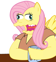 Size: 1000x1100 | Tagged: safe, artist:stabzor, fluttershy, pegasus, pony, g4, barney gumble, beer, burp, crossover, derp, female, funny, funny as hell, male, mare, photoshop, the simpsons, wavy mouth