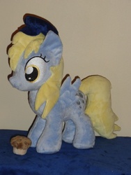 Size: 480x640 | Tagged: safe, artist:whitedove-creations, derpy hooves, pony, g4, female, filly, hat, irl, muffin, photo, plushie, solo