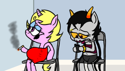 Size: 787x447 | Tagged: safe, .mov, homestuck, meenah peixes, ponified, roxy lalonde