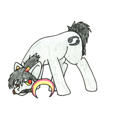 Size: 1280x1391 | Tagged: safe, pony, colored pencil drawing, homes smell ya later, homestuck, karkat vantas, male, mouth hold, ponified, sickle, solo, species swap, stallion, traditional art