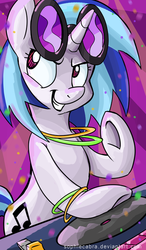 Size: 391x670 | Tagged: safe, artist:spainfischer, dj pon-3, vinyl scratch, pony, g4, female, glowstick, solo