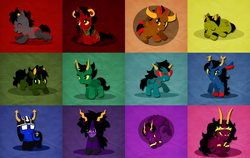 Size: 1280x807 | Tagged: safe, betty crocker, e%ecutioner darkleer, her imperious condescension, homestuck, marquise spinneret mindfang, neophyte redglare, orphaner dualscar, ponified, the disciple, the dolorosa, the grand highblood, the handmaid, the iioniic, the sufferer, the summoner, the ψiioniic