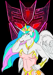 Size: 500x708 | Tagged: safe, artist:quicktron, princess celestia, alicorn, anthro, g4, crying, female, hoers, open mouth, solo, transformers, wat
