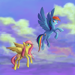 Size: 1728x1728 | Tagged: safe, artist:essidi, fluttershy, rainbow dash, g4