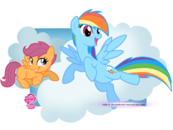 Size: 1032x774 | Tagged: safe, rainbow dash, scootaloo, g4, scootaloo can fly