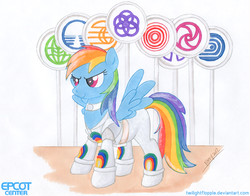 Size: 1000x785 | Tagged: safe, artist:foxxy-arts, rainbow dash, g4, anniversary, communicore, disney, epcot, epcot center, horizons, journey into imagination, spaceship earth, the land, universe of energy, walt disney world, world of motion