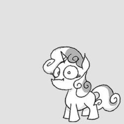 Size: 625x625 | Tagged: safe, artist:capnpea, sweetie belle, pony, unicorn, g4, black and white, female, filly, grayscale, monochrome