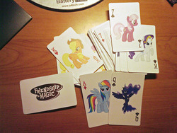 Size: 900x675 | Tagged: safe, applejack, cheerilee, princess luna, rainbow dash, rarity, g4, card, customized toy, irl, photo