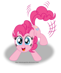 Size: 817x977 | Tagged: safe, artist:aleximusprime, pinkie pie, earth pony, pony, g4, brushable, cute, diapinkes, female, mare, simple background, smiling, solo, tail wag, transparent background
