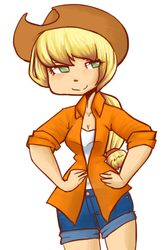 Size: 286x439 | Tagged: safe, artist:mewmewkittenfire, applejack, human, g4, humanized