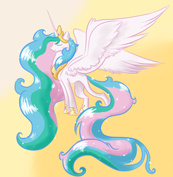 Size: 1250x1275 | Tagged: safe, artist:theperfecta, princess celestia, pony, g4, eyes closed, female, long tail, solo