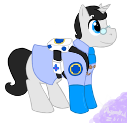 Size: 930x903 | Tagged: safe, artist:agentwerehog, pony, unicorn, clothes, glasses, horn, male, medic, medic (tf2), ponified, simple background, solo, stallion, team fortress 2, transparent background