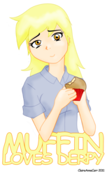 Size: 1472x2403 | Tagged: safe, artist:claireannecarr, derpy hooves, human, g4, female, food, humanized, muffin, simple background, solo, transparent background