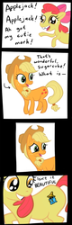 Size: 319x1000 | Tagged: safe, edit, apple bloom, applejack, g4, apple bloom casts the spells that make the ponies fall down, comic, cutie mark, final fantasy