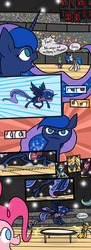 Size: 600x1650 | Tagged: safe, artist:kymsnowman, dj pon-3, princess luna, spike, vinyl scratch, g4, basketball, comic