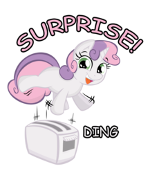Size: 2422x2795 | Tagged: safe, artist:joey darkmeat, artist:sintakhra, sweetie belle, pony, unicorn, g4, cute, diasweetes, female, filly, high res, simple background, solo, toaster, transparent background