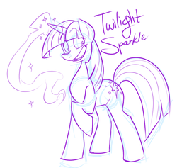 Size: 573x544 | Tagged: safe, artist:bechnokid, twilight sparkle, pony, unicorn, g4, female, magic, mare, monochrome, simple background, solo, white background