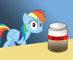 Size: 575x471 | Tagged: safe, rainbow dash, pony, g4, female, food, jar, nutella, solo