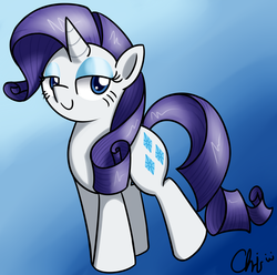 Size: 1749x1732 | Tagged: safe, artist:nekocrispy, rarity, pony, unicorn, g4, female, gradient background, lidded eyes, mare, raised leg, smiling, solo