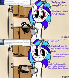 Size: 1100x1246 | Tagged: safe, artist:abaddon41, dj pon-3, vinyl scratch, ask vinyl and octavia, g4