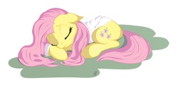 Size: 2076x1000 | Tagged: safe, artist:postscripting, artist:psescape, fluttershy, pony, g4, clothes, cute, female, floppy ears, mare, shirt, shyabetes, sleeping, solo