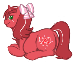 Size: 903x799 | Tagged: safe, artist:redintravenous, oc, oc only, oc:red ribbon, pony, unicorn, butt, chubby, female, mare, plot