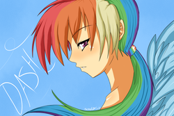 Size: 1500x1000 | Tagged: safe, artist:ninja-8004, rainbow dash, human, g4, female, humanized, solo, winged humanization