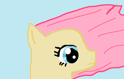 Size: 810x515 | Tagged: safe, fluttershy, pony, g4, bust, female, mare, ms paint, portrait, profile, simple background, solo, windswept mane