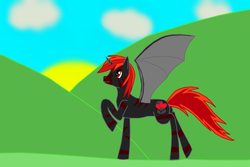 Size: 900x600 | Tagged: safe, oc, oc only, alicorn, bat pony, bat pony alicorn, pony, alicorn oc, ms paint, red and black oc, solo