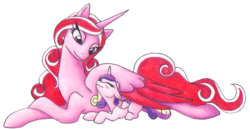 Size: 692x358 | Tagged: safe, artist:tripperwitch, princess cadance, oc, alicorn, pony, g4, alicorn oc, filly