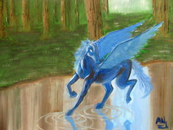 Size: 900x676 | Tagged: safe, artist:x6tr2ni, princess luna, horse, pony, g4, female, realistic, solo, water