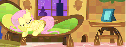 Size: 480x179 | Tagged: safe, screencap, apple bloom, fluttershy, scootaloo, sweetie belle, g4, stare master, animated, cape, clothes, cmc cape, cutie mark crusaders, female, fluttershy's cottage, sleeping, sneaking