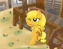 Size: 650x512 | Tagged: safe, artist:domestic-hedgehog, applejack, earth pony, pony, g4, female, solo