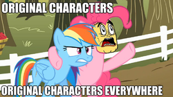 Size: 625x350 | Tagged: safe, pinkie pie, rainbow dash, oc, g4, blonic, image macro