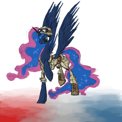 Size: 1000x1000 | Tagged: dead source, safe, artist:php15, princess luna, pony, g4, clothes, female, military, raised hoof, solo, uniform