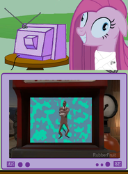 Size: 562x764 | Tagged: safe, pinkie pie, earth pony, pony, g4, epic dancing spy, exploitable meme, meme, pinkamena diane pie, rubberfruit, spy, tv meme, youtube link