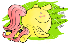 Size: 640x400 | Tagged: safe, artist:duragan, fluttershy, pegasus, pony, g4, adorafatty, bottom heavy, butt, cute, face down ass up, fat, fattershy, female, immobile, morbidly obese, obese, overweight, plot, plump, shyabetes, solo