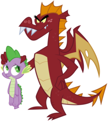 Size: 7296x8198 | Tagged: safe, artist:rainbowderp98, garble, spike, dragon, dragon quest, g4, season 2, .psd available, absurd resolution, baby, baby dragon, duo, duo male, holding a dragon, holding a spike, male, simple background, teenaged dragon, teenager, transparent background, vector, wingless spike