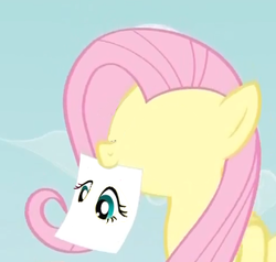 Size: 324x309 | Tagged: safe, fluttershy, g4, exploitable meme, eye, eyes, fluttershy's note meme, meme, no eyes