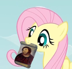 Size: 324x309 | Tagged: safe, fluttershy, g4, botched ecce homo, exploitable meme, fluttershy's note meme, meme