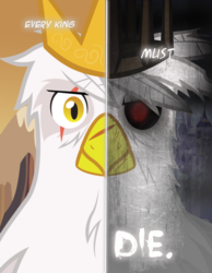 Size: 788x1015 | Tagged: safe, artist:tehjadeh, oc, oc only, oc:geist, griffon, two sided posters, commission, griffon oc, two sides