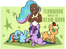 Size: 1886x1424 | Tagged: safe, artist:capnpea, applejack, princess celestia, rainbow dash, twilight sparkle, human, g4, dark skin, fez, hat, humanized, michael jordan, pony pokey