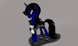 Size: 900x533 | Tagged: safe, oc, oc only, alicorn, bat pony, bat pony alicorn, pony, alicorn oc, amputee, armor, fallen darkness, one winged alicorn