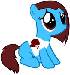 Size: 721x774 | Tagged: safe, artist:kitsamoon, oc, oc only, bandage, blood, filly, sad, terra triquetra