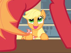 Size: 960x720 | Tagged: safe, edit, edited screencap, screencap, applejack, big macintosh, earth pony, pony, a bird in the hoof, g4, framed by legs, imminent incest, implied incest, male, stallion, stripper meme