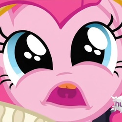 Size: 5000x5000 | Tagged: safe, edit, screencap, chancellor puddinghead, pinkie pie, g4, hearth's warming eve (episode), absurd resolution, hearth's warming eve, hub logo, inverted mouth, ponyface, wat