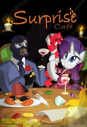 Size: 1070x1545 | Tagged: safe, artist:mahsira, rarity, human, g4, clothes, crossover, dress, duo, spy, spy (tf2), team fortress 2