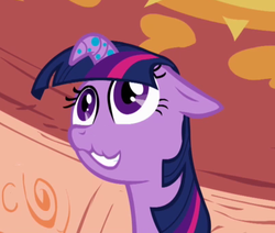 Size: 400x339 | Tagged: safe, edit, screencap, twilight sparkle, bridle gossip, g4, my little pony: friendship is magic, season 1, inverted mouth, twilight flopple, wat