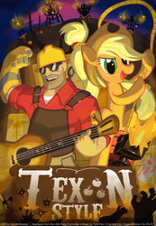 Size: 1070x1545 | Tagged: safe, artist:mahsira, applejack, g4, crossover, team fortress 2